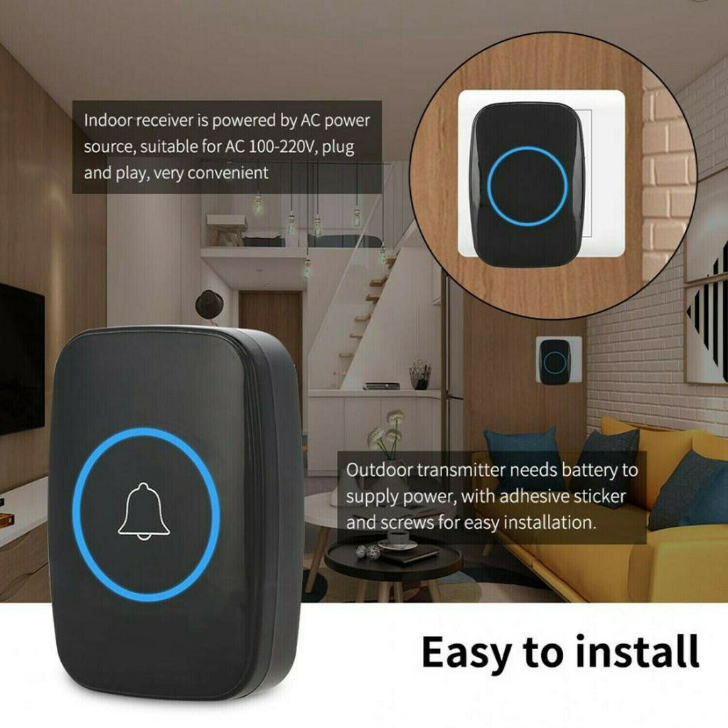 1O00ft Wireless Door Bells Waterproof Long Range Battery Home Cordless Doorbell