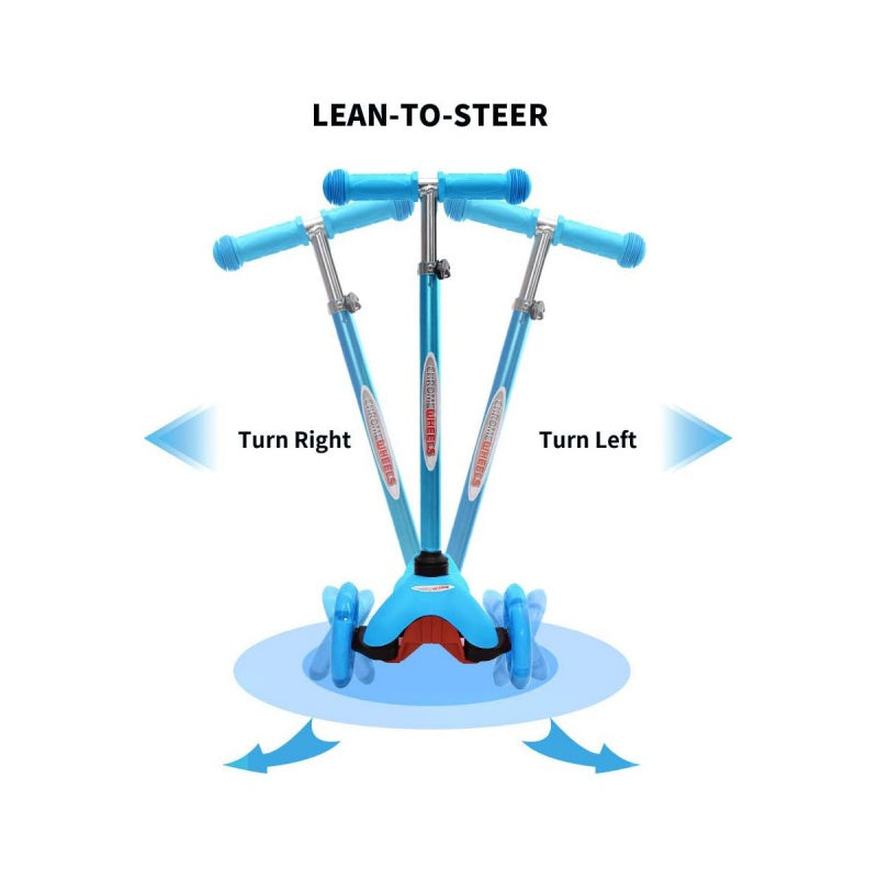Kids Child Kick Push Scooter 3 Wheels LED Flashing Tilt Lean Boys Girls Scooter