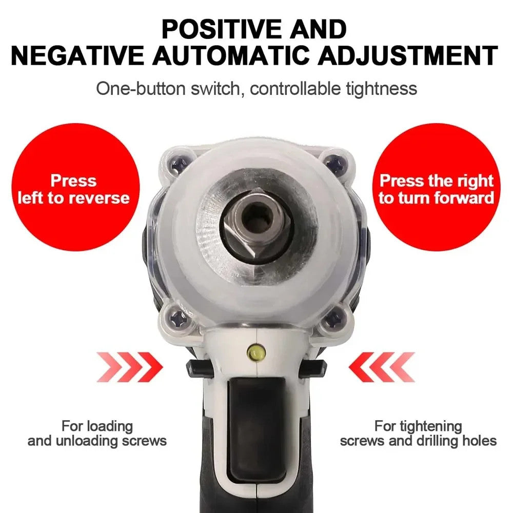 21V Cordless Electric Impact Wrench Drill Gun Ratchet Driver W 2 Battery