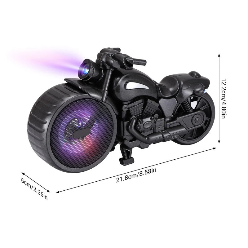 Retro Design Portable Bluetooth Speaker Motorcycle Replica TF Card LED FM Radio--Blue