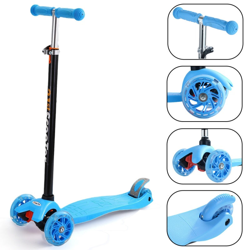 Kids Child Kick Push Scooter 3 Wheels LED Flashing Tilt Lean Boys Girls Scooter