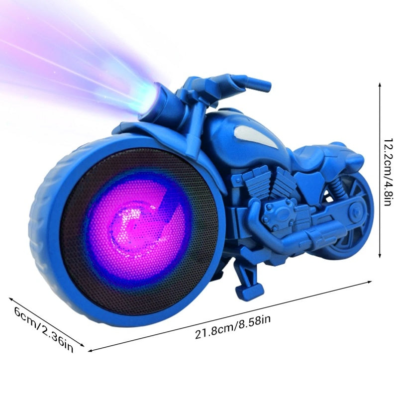 Retro Design Portable Bluetooth Speaker Motorcycle Replica TF Card LED FM Radio--Blue