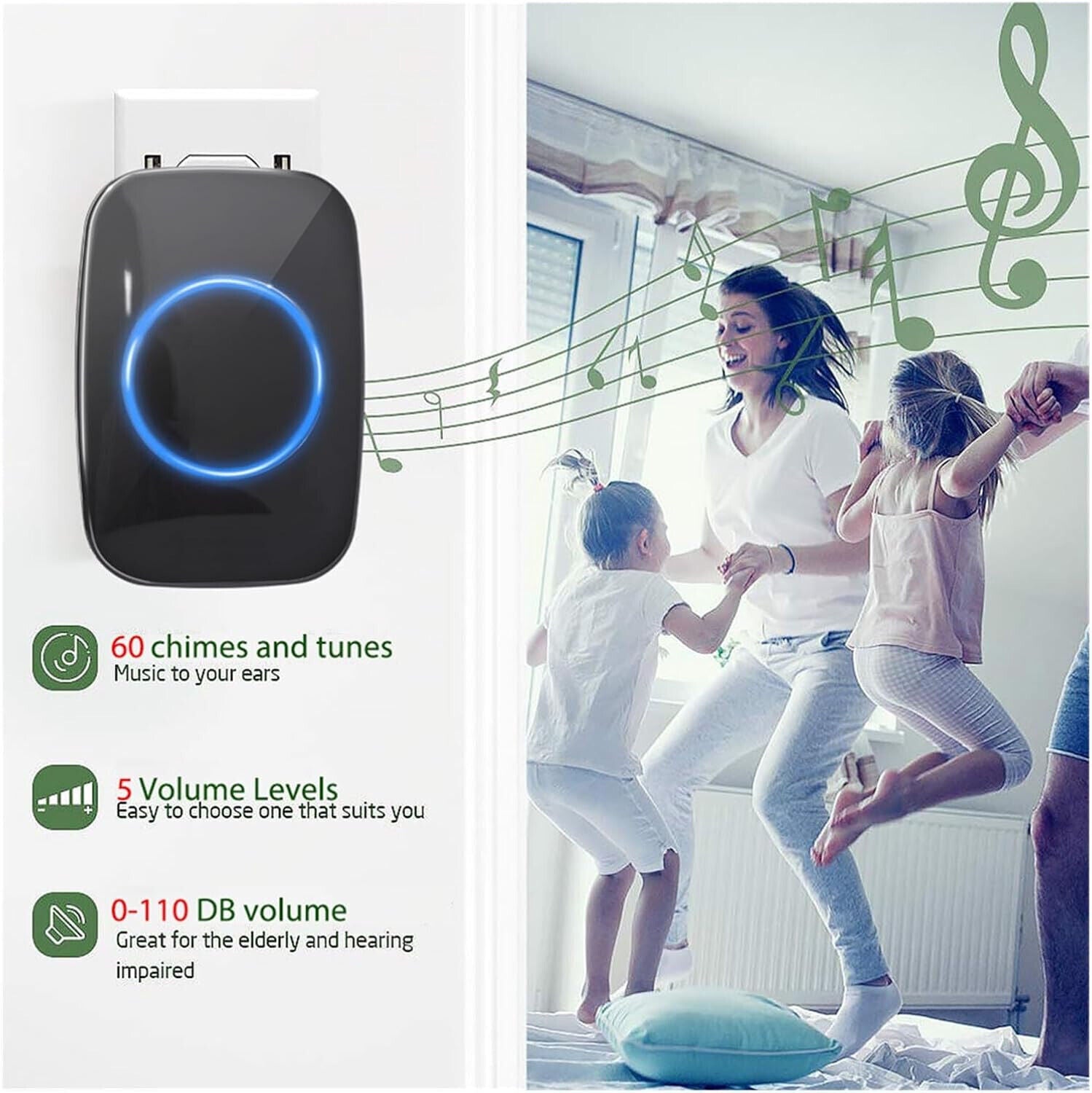 1O00ft Wireless Door Bells Waterproof Long Range Battery Home Cordless Doorbell