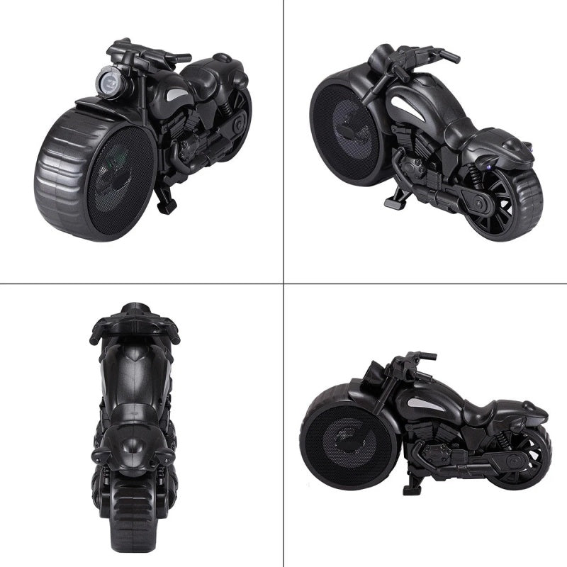 Retro Design Portable Bluetooth Speaker Motorcycle Replica TF Card LED FM Radio--Blue