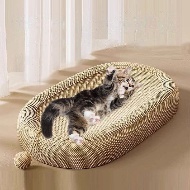 Oval Cat Scratcher Board Bed Kitten Scratching Pad Bowl Nest Activity Center UK