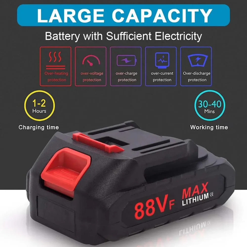 21V Cordless Electric Impact Wrench Drill Gun Ratchet Driver W 2 Battery