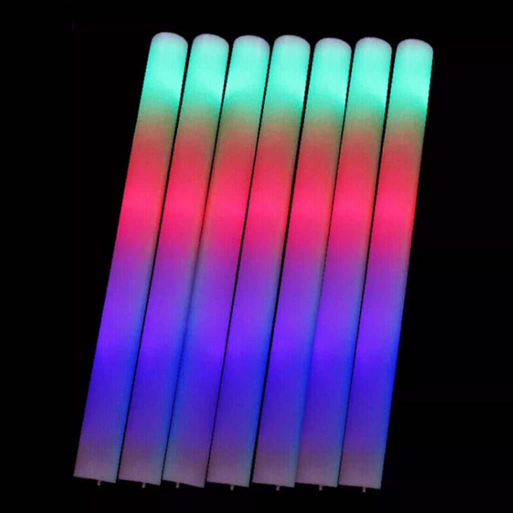 30Pcs LED Foam Stick Flashing MultiColor Glow In Dark White Batons Light Concert