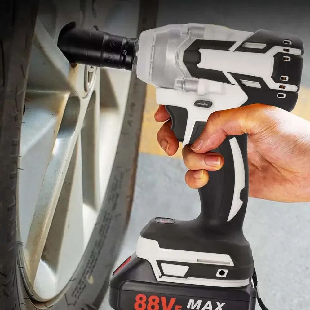 21V Cordless Electric Impact Wrench Drill Gun Ratchet Driver W 2 Battery