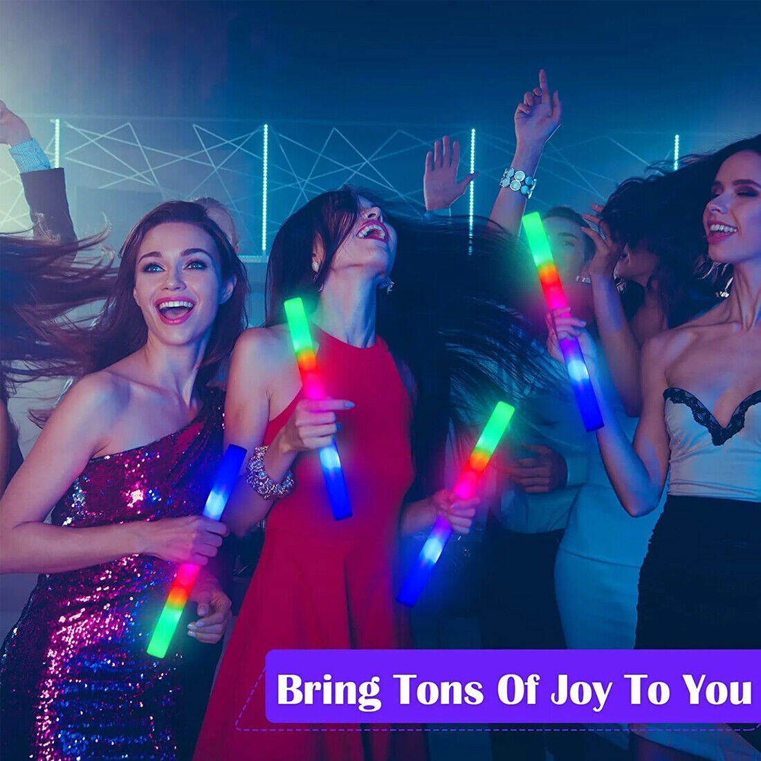30Pcs LED Foam Stick Flashing MultiColor Glow In Dark White Batons Light Concert